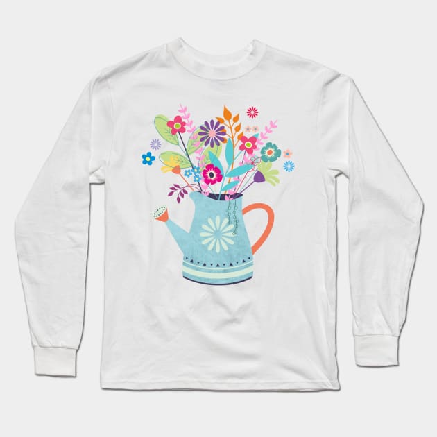 Flower watering can Long Sleeve T-Shirt by mil_papeles